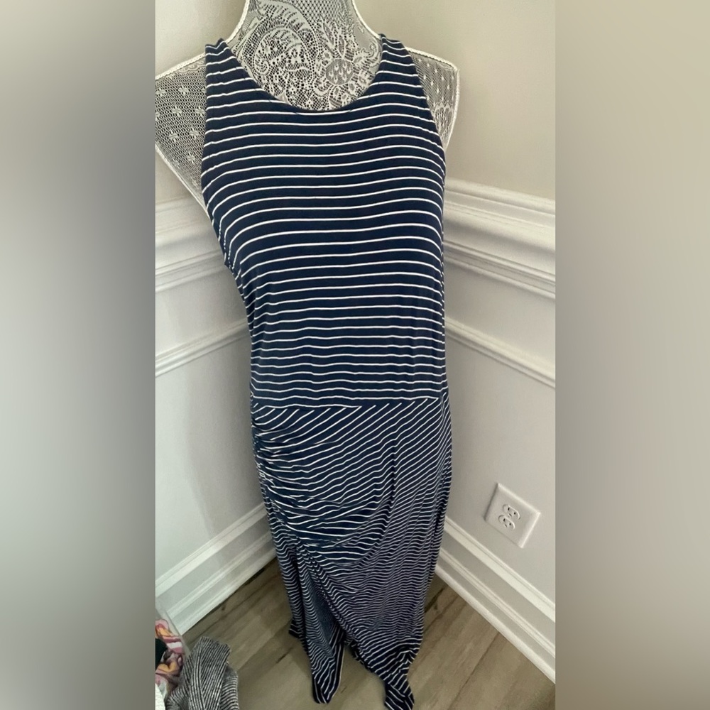 Gap Womens Navy Blue Stripe Sleeveless Maxi Dress Size L